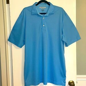 Greg Norman ML75 Play-dry polo shirt sleeve golf micro stripe blue shirt size XL